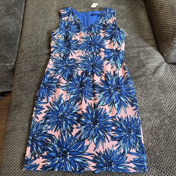 Ellen Tracy Dresses & Skirts - NWT Ellen Tracy Blue Pink Dress Sleeveless Sheath Stretch Career Office Size 10